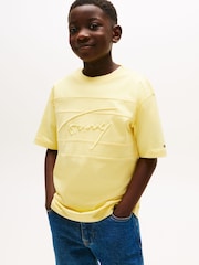 Tommy Hilfiger Yellow Signature Embroidery T-Shirt - Image 1 of 5