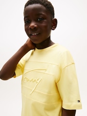 Tommy Hilfiger Yellow Signature Embroidery T-Shirt - Image 4 of 5