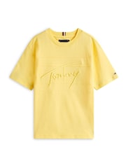 Tommy Hilfiger Yellow Signature Embroidery T-Shirt - Image 5 of 5