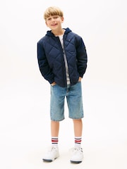 Tommy Hilfiger Blue Relaxed Quilted Hooded Bomber Jacket - Image 3 of 6