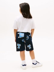 Tommy Hilfiger Blue All-Over Logo Print Sweat Shorts - Image 2 of 5