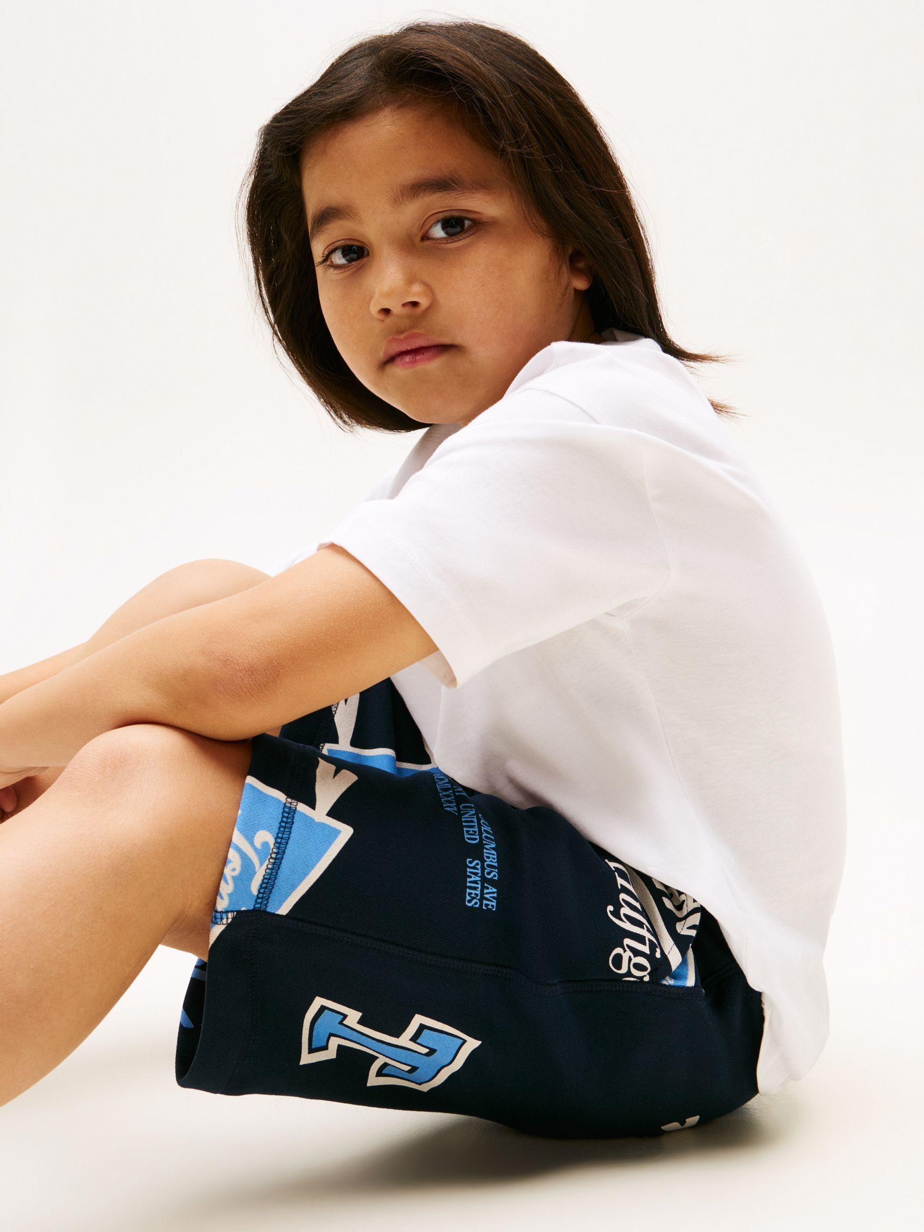 Buy Tommy Hilfiger Blue All-Over Logo Print Sweat Shorts