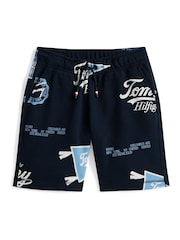 Tommy Hilfiger Blue All-Over Logo Print Sweat Shorts - Image 5 of 5