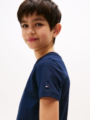 Blau - Tommy Hilfiger Signature Logo Crew Neck T-Shirt - Bild 4 von 5