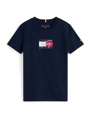 Blau - Tommy Hilfiger Signature Logo Crew Neck T-Shirt - Bild 5 von 5