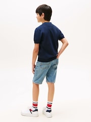 Tommy Hilfiger Blue Chrome Short Sleeve Polo Jumper - Image 2 of 5