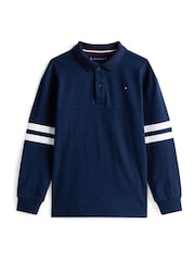 Azul - Tommy Hilfiger Regular Fit Long Sleeve Polo Shirt - Imagen 5 de 5