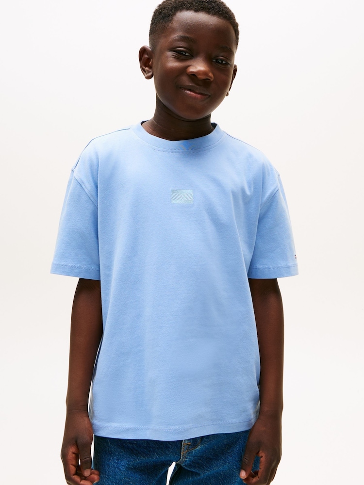 Azul - Tommy Hilfiger Tonal Flag Embroidery T-Shirt - Imagen 1 de 5
