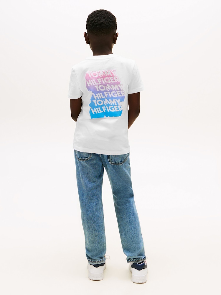 Tommy Hilfiger White Graffiti Logo Print T-Shirt - Image 1 of 5 Tommy Hilfiger White Graffiti Logo Print T-Shirt - Image 1 of 5