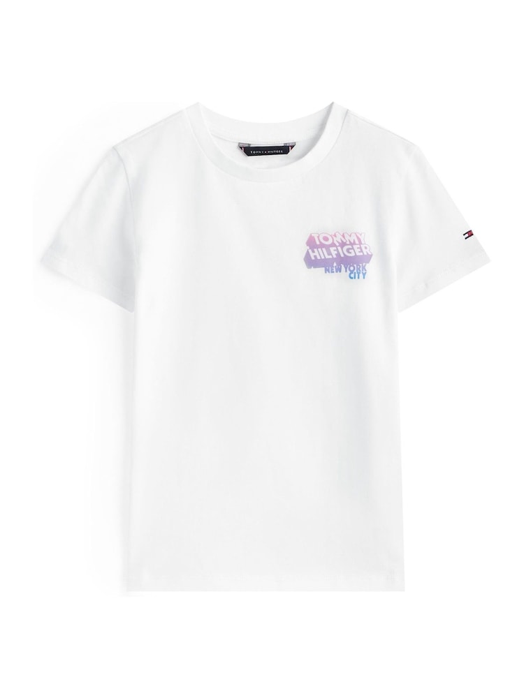 Tommy Hilfiger White Graffiti Logo Print T-Shirt - Image 5 of 5 Tommy Hilfiger White Graffiti Logo Print T-Shirt - Image 5 of 5