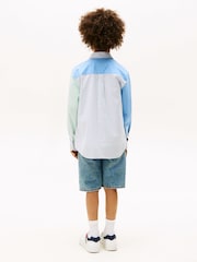 Tommy Hilfiger Blue Colour Blocked Mixed Stripe Oxford Shirt - Image 2 of 4