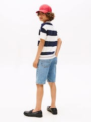 Tommy Hilfiger Blue Rugby Stripe Short Sleeve Jumper - Image 2 of 5