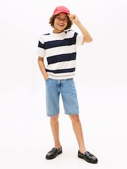 Tommy Hilfiger Blue Rugby Stripe Short Sleeve Jumper - Image 3 of 5