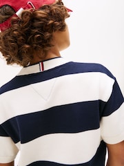 Tommy Hilfiger Blue Rugby Stripe Short Sleeve Jumper - Image 4 of 5