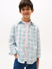 Tommy Hilfiger Green Flag Embroidery Check Shirt - Image 1 of 5