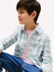 Tommy Hilfiger Green Flag Embroidery Check Shirt - Image 4 of 5