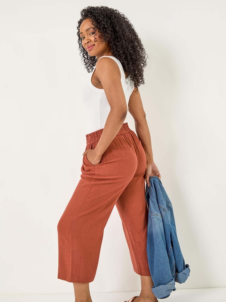 Roman Orange Petite Linen Mix Cropped Trousers - Image 1 of 5