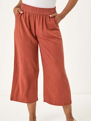 Roman Orange Petite Linen Mix Cropped Trousers - Image 3 of 5
