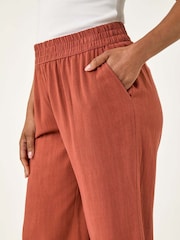 Roman Orange Petite Linen Mix Cropped Trousers - Image 5 of 5