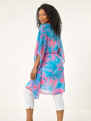 Roman Petite Abstract Tie Waist Cover-Up Blouse - Imagen 3 de 5