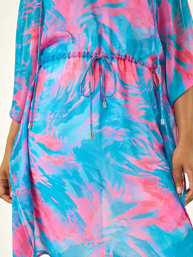 Roman Petite Abstract Tie Waist Cover-Up Blouse - Imagen 5 de 5