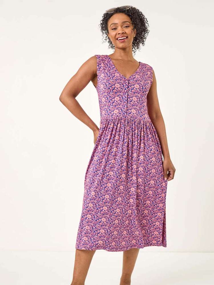 Roman Petite floral  Midi Dress - Imagem 2 de 5
