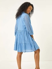 Roman Blue Petite Broderie Tiered Dress - Image 3 of 5