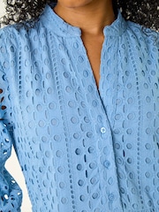 Roman Blue Petite Broderie Tiered Dress - Image 5 of 5