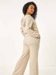 Roman Natural Petite Zip Up Knit Hooded Jacket - Image 3 of 5