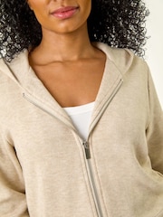 Roman Natural Petite Zip Up Knit Hooded Jacket - Image 5 of 5