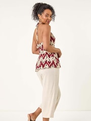 Roman Petite Abstract Halter Neck Stretch Blouse - Imagem 4 de 5