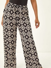 Roman Black Petite Geometric Trousers - Image 4 of 5