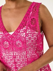 Roman Pink Petite Crochet Vest Jumper - Image 5 of 5