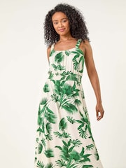 Roman Green Petite Tropical Strappy Midi Dress - Image 2 of 5