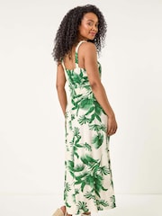 Roman Green Petite Tropical Strappy Midi Dress - Image 3 of 5