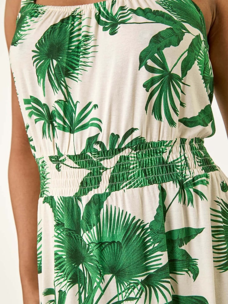 Roman Green Petite Tropical Strappy Midi Dress - Image 5 of 5