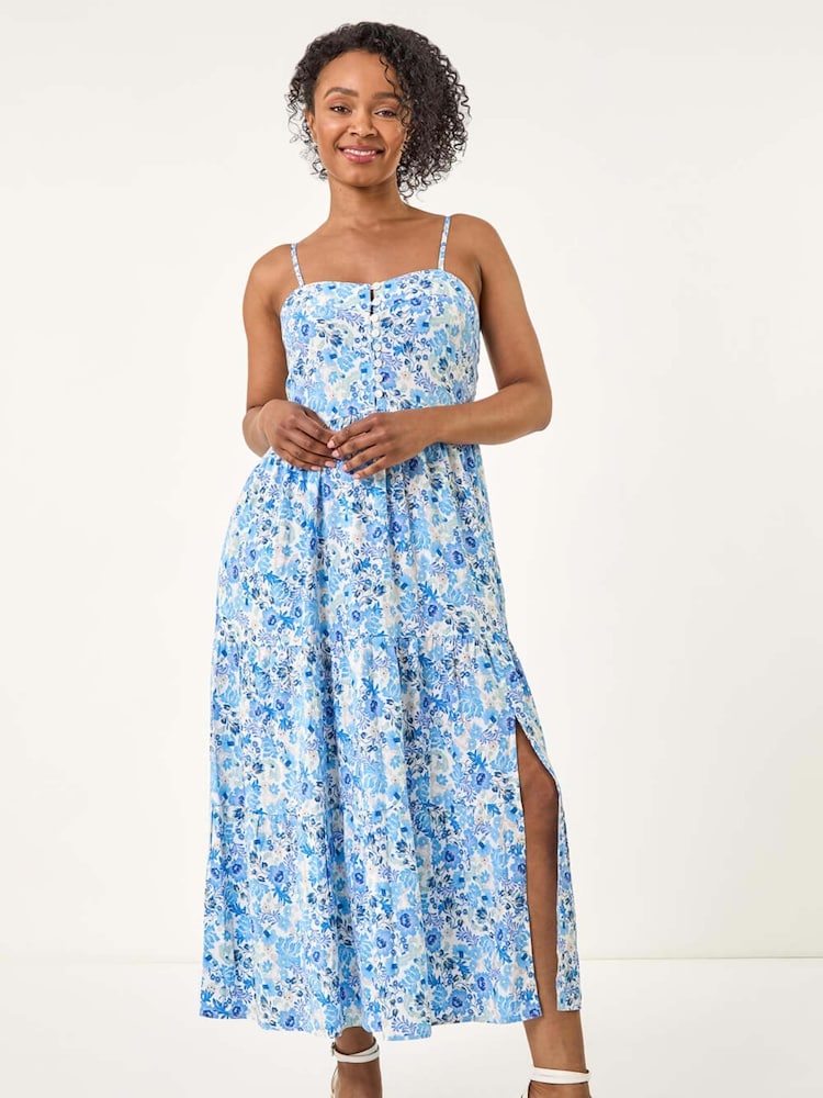Roman Blue Petite Ditsy Floral Maxi Dress - Image 2 of 5