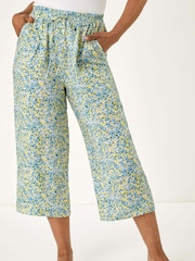 Roman Blue Petite Spotted Crop Trousers - Image 4 of 5