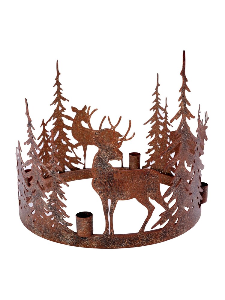 Laura Ashley Bronze Rust Cut-Out Woodland Deer Candle Holder - Image 1 of 5 Laura Ashley Bronze Rust Cut-Out Woodland Deer Candle Holder - Image 1 of 5