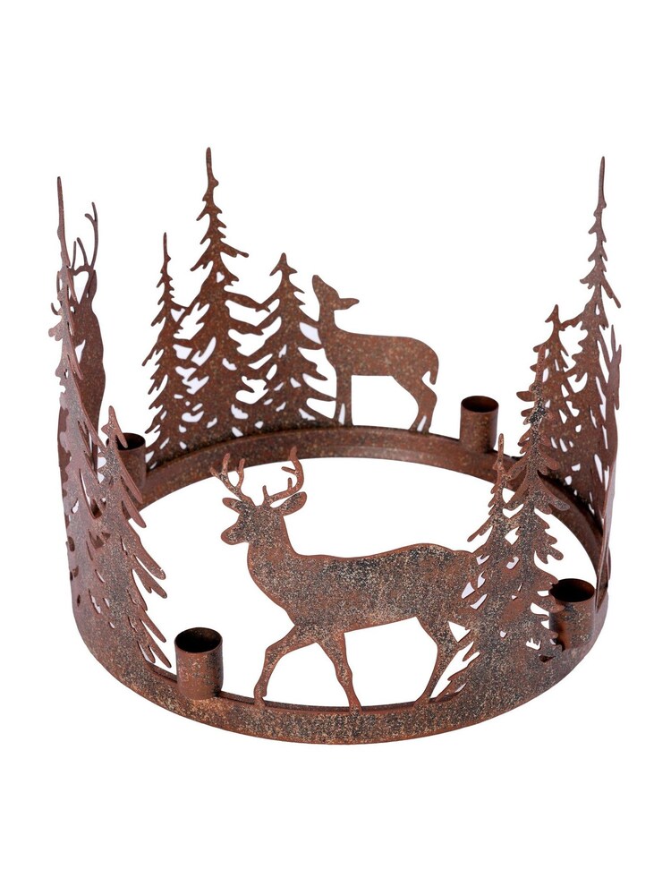 Laura Ashley Bronze Rust Cut-Out Woodland Deer Candle Holder - Image 2 of 5 Laura Ashley Bronze Rust Cut-Out Woodland Deer Candle Holder - Image 2 of 5