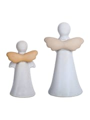 Laura Ashley White Natural Wings Set of 2 Ceramic Angels Ornaments - Image 3 of 5