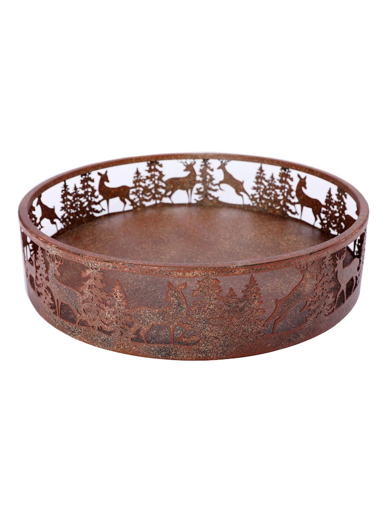 Laura Ashley Bronze Rust Cut-out Woodland Deer Candle Tray - Image 2 of 4 Laura Ashley Bronze Rust Cut-out Woodland Deer Candle Tray - Image 2 of 4