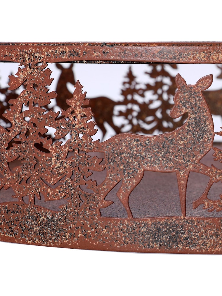 Laura Ashley Bronze Rust Cut-out Woodland Deer Candle Tray - Image 4 of 4 Laura Ashley Bronze Rust Cut-out Woodland Deer Candle Tray - Image 4 of 4
