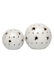 Laura Ashley White Set of 2 Ceramic Star Ornaments - Image 1 of 5