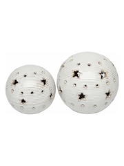 Laura Ashley White Set of 2 Ceramic Star Ornaments - Image 2 of 5