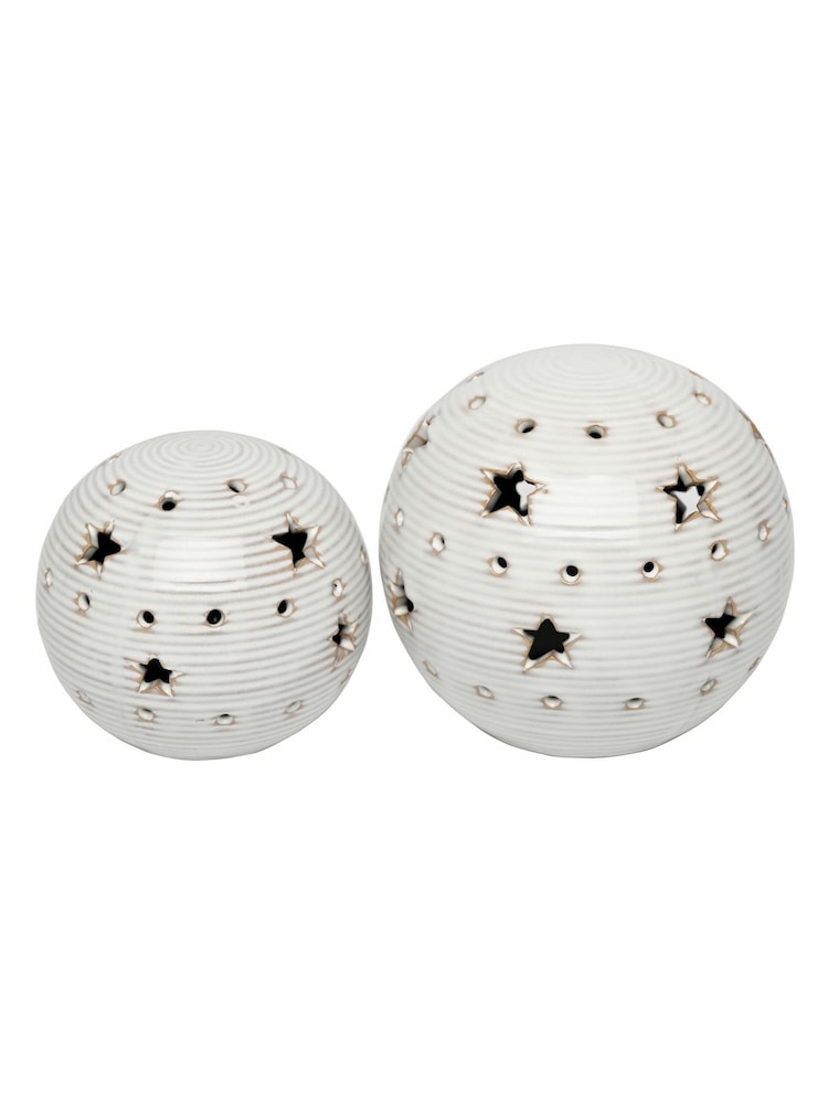 Laura Ashley White Set of 2 Ceramic Star Ornaments - Image 2 of 5 Laura Ashley White Set of 2 Ceramic Star Ornaments - Image 2 of 5