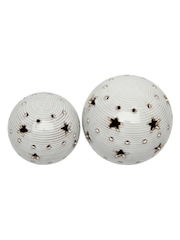 Laura Ashley White Set of 2 Ceramic Star Ornaments - Image 3 of 5