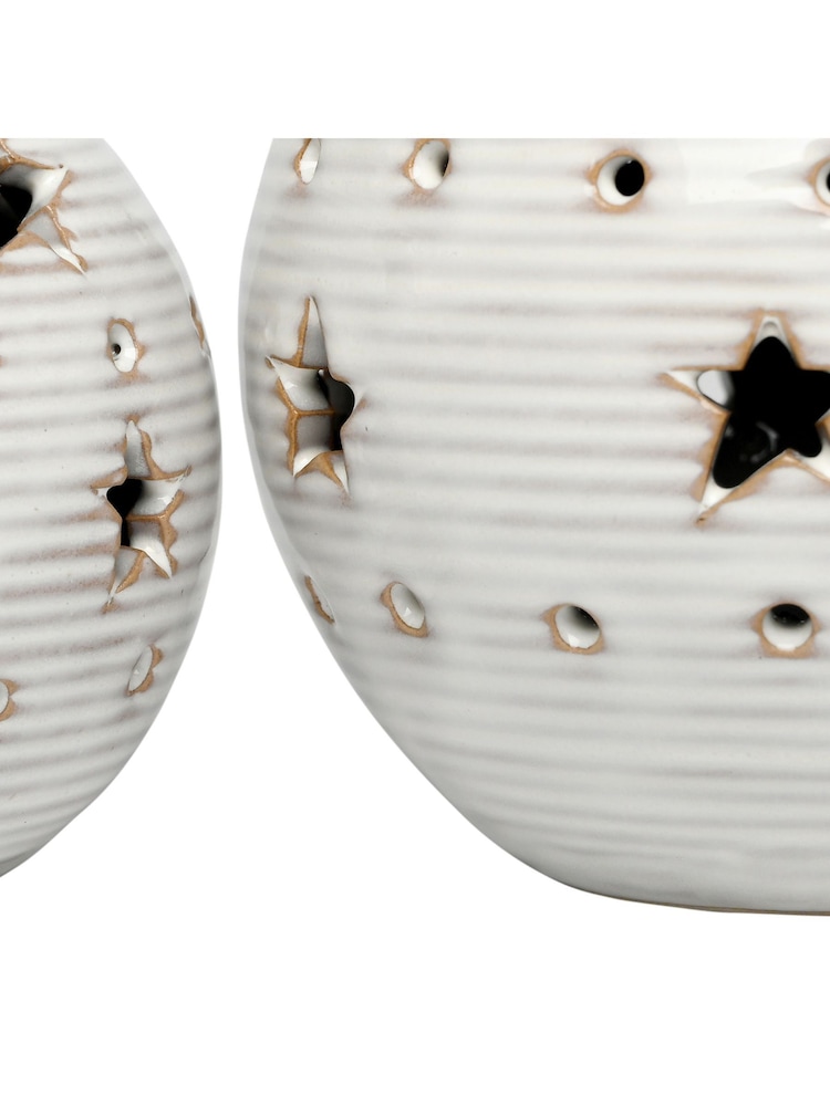 Laura Ashley White Set of 2 Ceramic Star Ornaments - Image 6 of 6 Laura Ashley White Set of 2 Ceramic Star Ornaments - Image 6 of 6