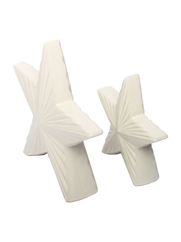 Laura Ashley White Set of 2 Ceramic Stars Ornaments - Image 2 of 4 Laura Ashley White Set of 2 Ceramic Stars Ornaments - Image 2 of 4