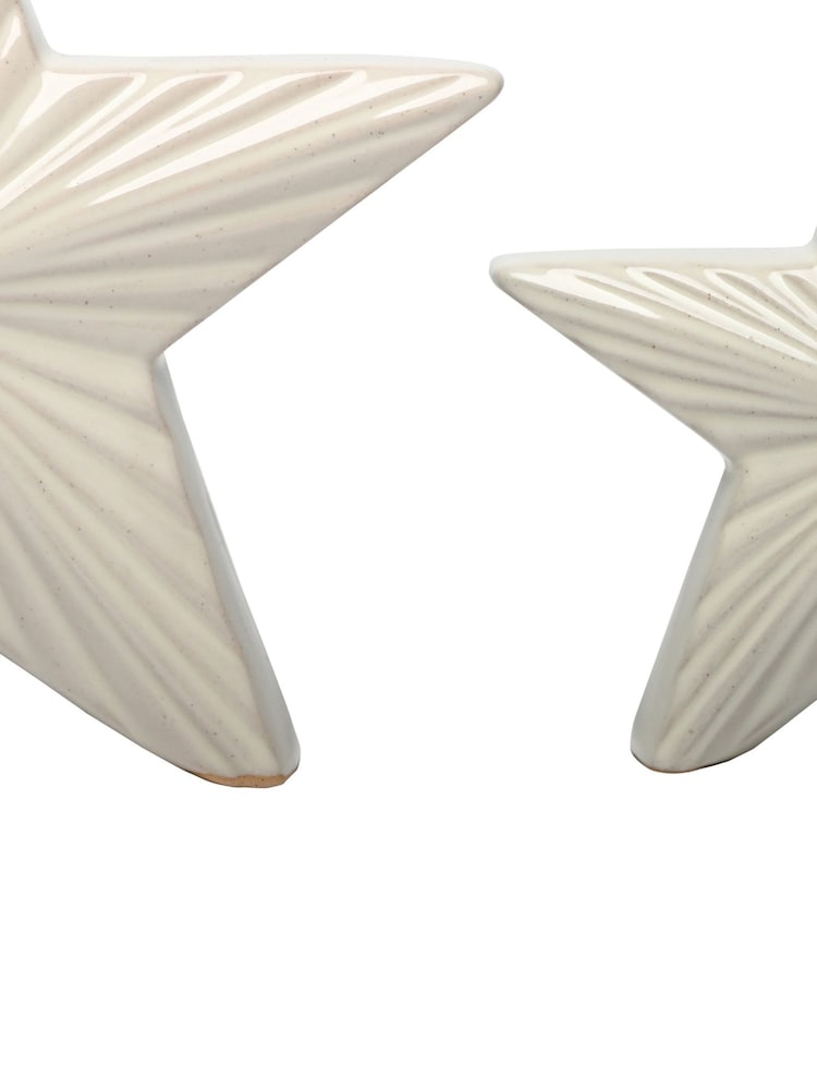 Laura Ashley White Set of 2 Ceramic Stars Ornaments - Image 4 of 4 Laura Ashley White Set of 2 Ceramic Stars Ornaments - Image 4 of 4